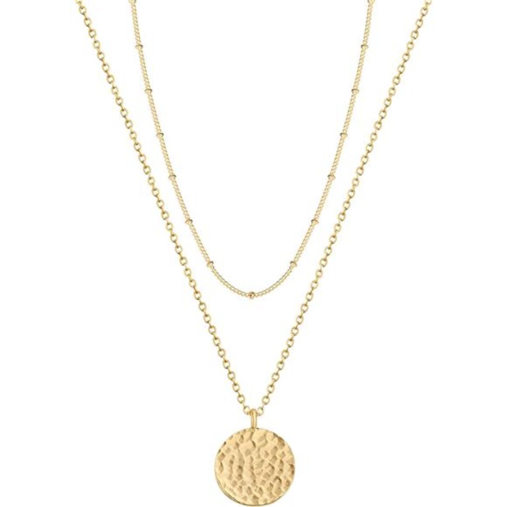 Pendant Necklace Gold Choker Layered Coin Open Karma Circle Full New 45$